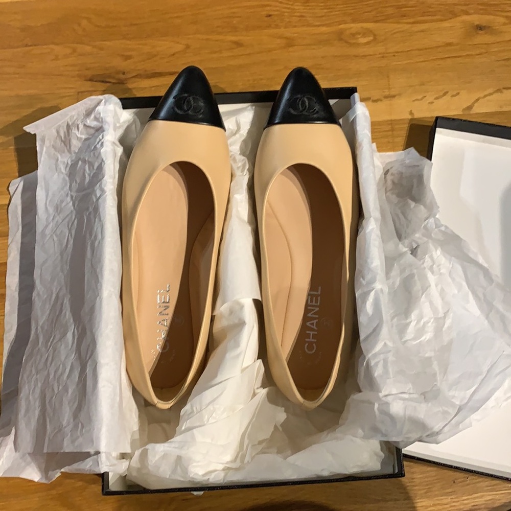 Chanel flats 38.5 beige/black - Picture 4 of 4